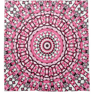 Cortina De Ducha Patrón de mandala redonda en mosai estilo vitral