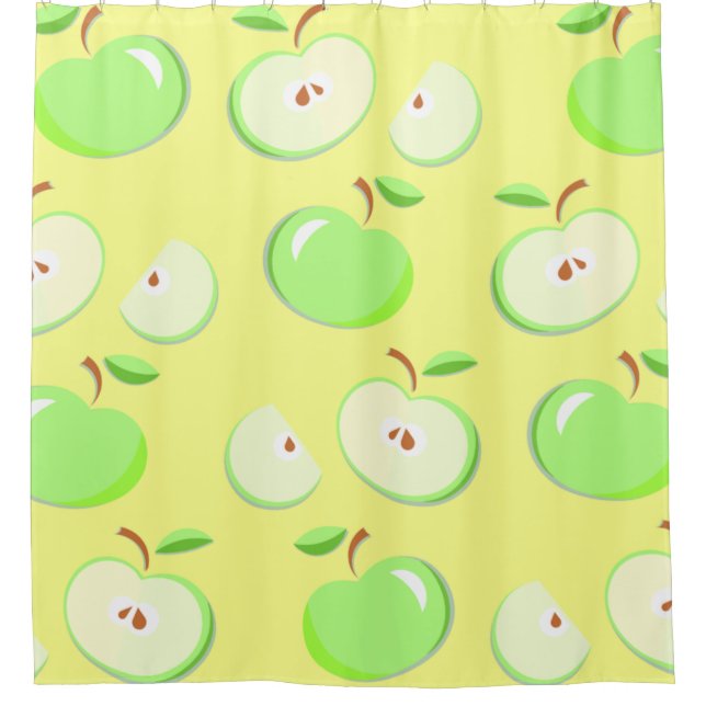 Cortina De Ducha Patrón de manzanas vectorial verde (Anverso)