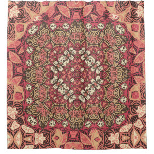 Cortina De Ducha Patrón de medallón abstracto indio. Boho y gitano