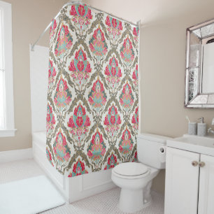 Cortina De Ducha Patrón de Medallón Floral Boho