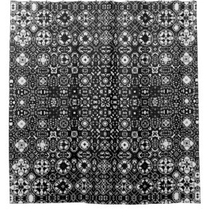 Cortina De Ducha Patrón de medallón Metamorfosis S blanco y negro