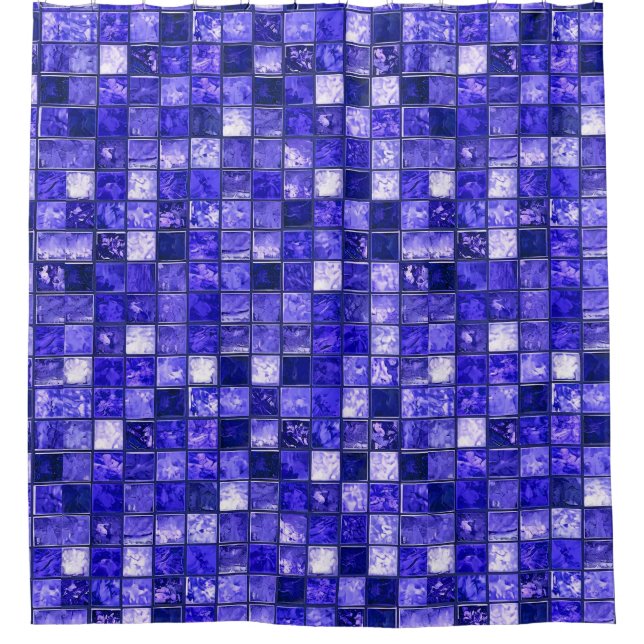 Cortina De Ducha Patrón de mosaico azul (Anverso)