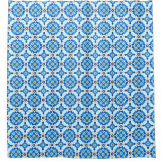 Cortina De Ducha Patrón de mosaico azul marroquí Boho