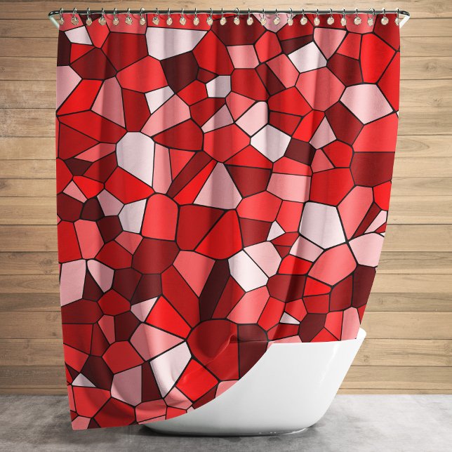 Cortina De Ducha Patrón de mosaico rojo moderno (Modern Red Mosaic Pattern Shower Curtain)