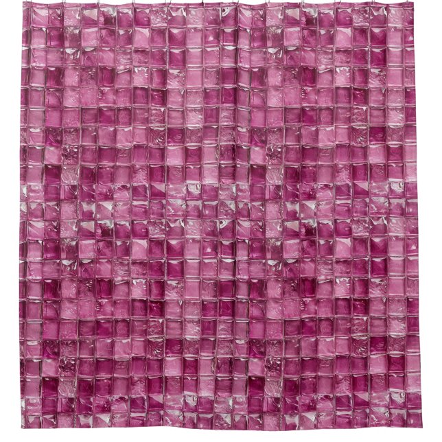 Cortina De Ducha Patrón de mosaico rosa (Anverso)