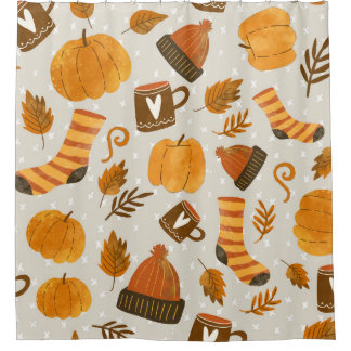 Cortina De Ducha Patrón de mosaico sin foco del tema de otoño