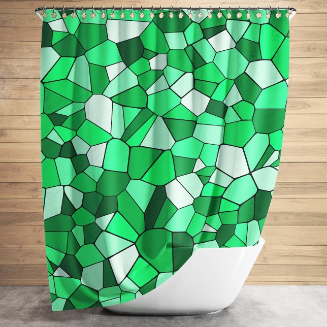 Cortina De Ducha Patrón de mosaico verde moderno (Modern Green Mosaic Pattern Shower Curtain)