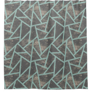 Cortina De Ducha Patrón de mosaico verde pálido y gris