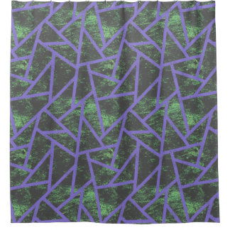 Cortina De Ducha Patrón de mosaico violeta y verde