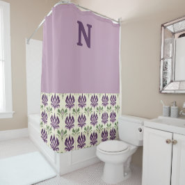 Cortina De Ducha Patrón de Motif de Lily púrpura superior y ornamen