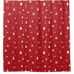 Cortina De Ducha Patrón de Navidades de color rojo sólido personali