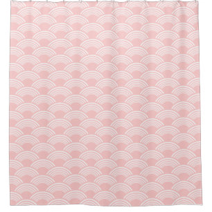 Cortina De Ducha Patrón de ondas geométricas rosadas de Rubor