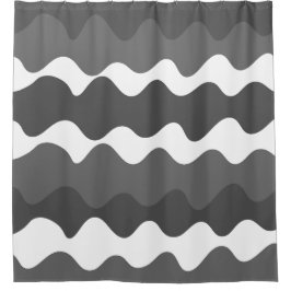 Cortina De Ducha Patrón de ondas horizontales grises y blancas