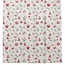 Cortina De Ducha Patrón de ornamentos de árbol de Navidad sin incon