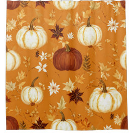 Cortina De Ducha Patrón de otoño y otoño de la calabaza marrón