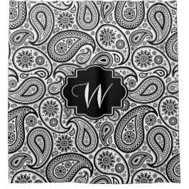 Cortina De Ducha Patrón de paisley negro vintage