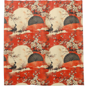 Cortina De Ducha Patrón de pareja de kimono romántico Sakura (1)
