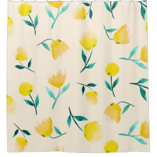 Cortina De Ducha Patrón de peonía floral abstracta de color de agua