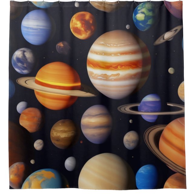 Cortina De Ducha Patrón de planetas (Anverso)