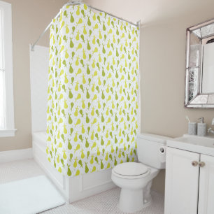 Cortina De Ducha Patrón de puntos de polka amarillo y verde