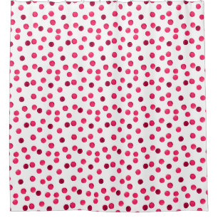 Cortina De Ducha Patrón de puntos de polka de color rojo acuático