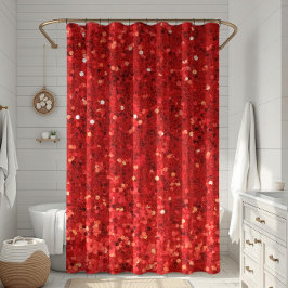 Cortina De Ducha Patrón de purpurina brillante roja