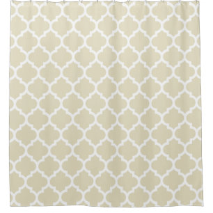 Cortina De Ducha Patrón de quatrefoil marroquí blanco pekinés #5