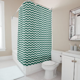 Cortina De Ducha Patrón de raya zig zag Chevron Verde Turquesa