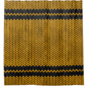 Cortina De Ducha Patrón de rayas de aspecto Knit amarillo