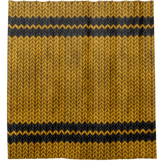 Cortina De Ducha Patrón de rayas de aspecto Knit amarillo (Anverso)