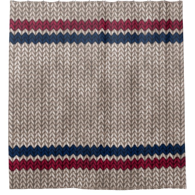 Cortina De Ducha Patrón de rayas de aspecto negro azul rojo (Anverso)