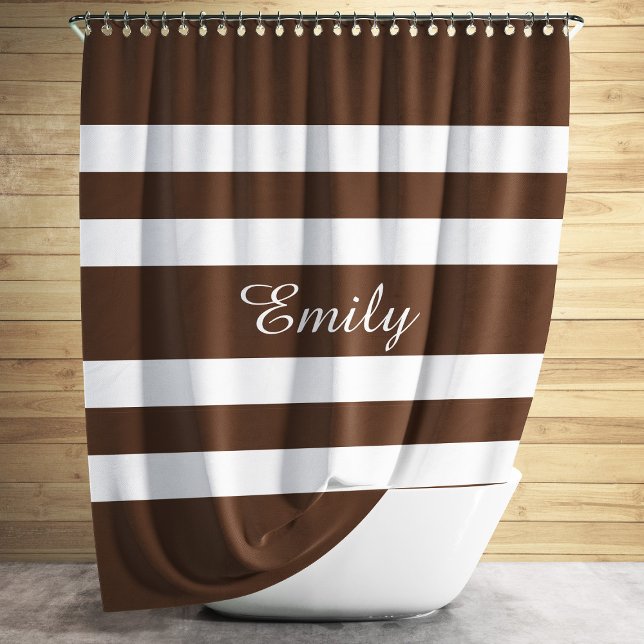 Cortina De Ducha Patrón de rayas marrones modernas (Modern Brown Stripes Pattern Shower Curtain)