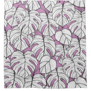 Cortina De Ducha Patrón de repetición de planta de monstera tropica