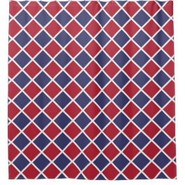 Cortina De Ducha Patrón de rombo de arlequín de cuadros rojo azul b