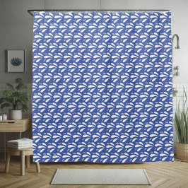 Cortina De Ducha Patrón de salpicadura de océano chic azul y blanco