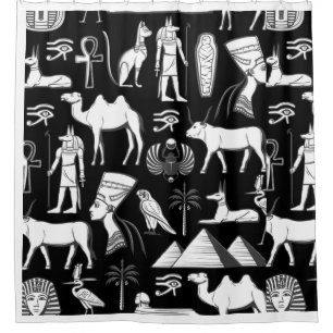Cortina De Ducha Patrón de símbolos jeroglífico de Egipto antiguo