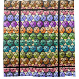 Cortina De Ducha Patrón de tallo de hexagón Colores de arcoiris vib