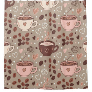 Cortina De Ducha Patrón de taza de café acogedor (8)