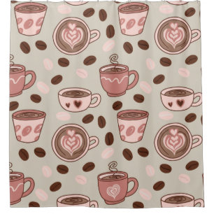 Cortina De Ducha Patrón de taza de café acogedor (9)