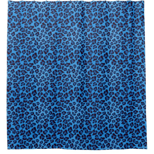 Cortina De Ducha patrón de textura de leopardo azul (Anverso)