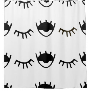 Cortina De Ducha Patrón de tinta de ojos pintados a mano