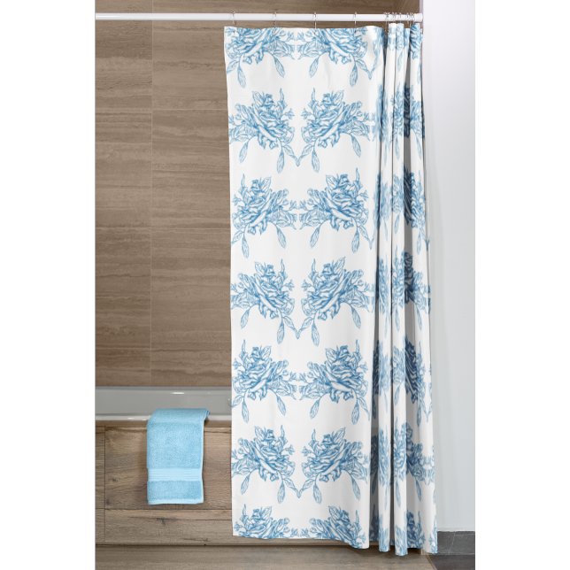 Cortina De Ducha Patrón de Toile Francés Azul (Subido por el creador)