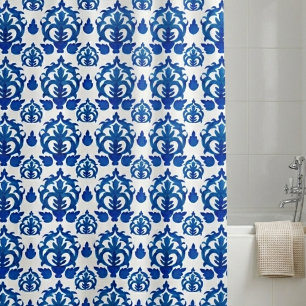 Cortina De Ducha Patrón de Toile Francés Azul