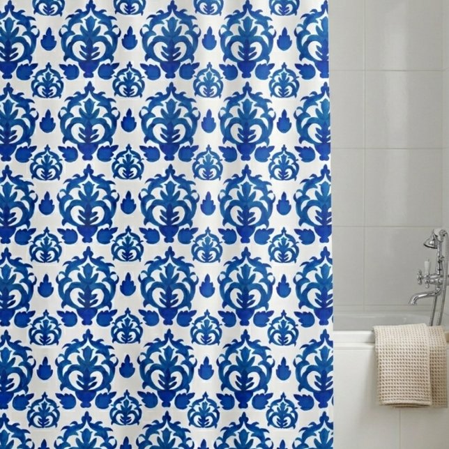Cortina De Ducha Patrón de Toile Francés Azul (Subido por el creador)