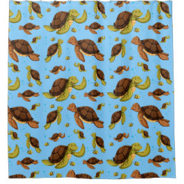 Cortina De Ducha Patrón de tortugas marinas