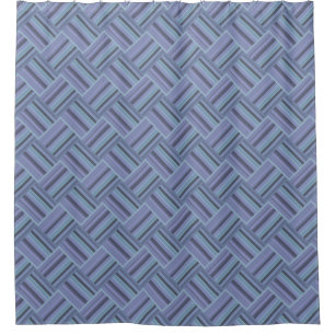 Cortina De Ducha Patrón de trama de rayas diagonales azul-gris