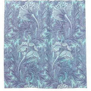 Cortina De Ducha Patrón De Tulipán Azul Por William Morris