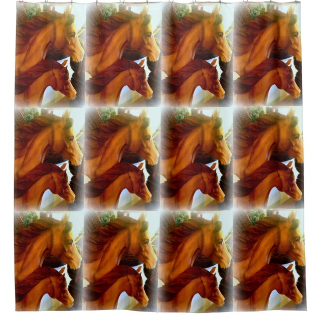 Cortina De Ducha patrón de yegua y poni (Anverso)