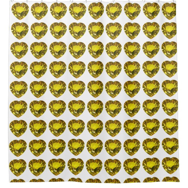 Cortina De Ducha Patrón del corazón amarillo (Anverso)
