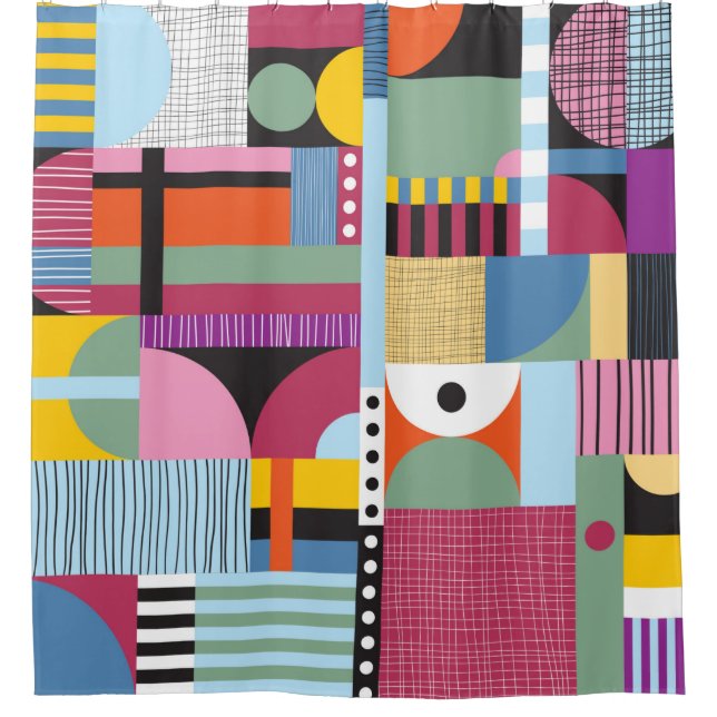 Cortina De Ducha Patrón escandinavo colorido (Anverso)